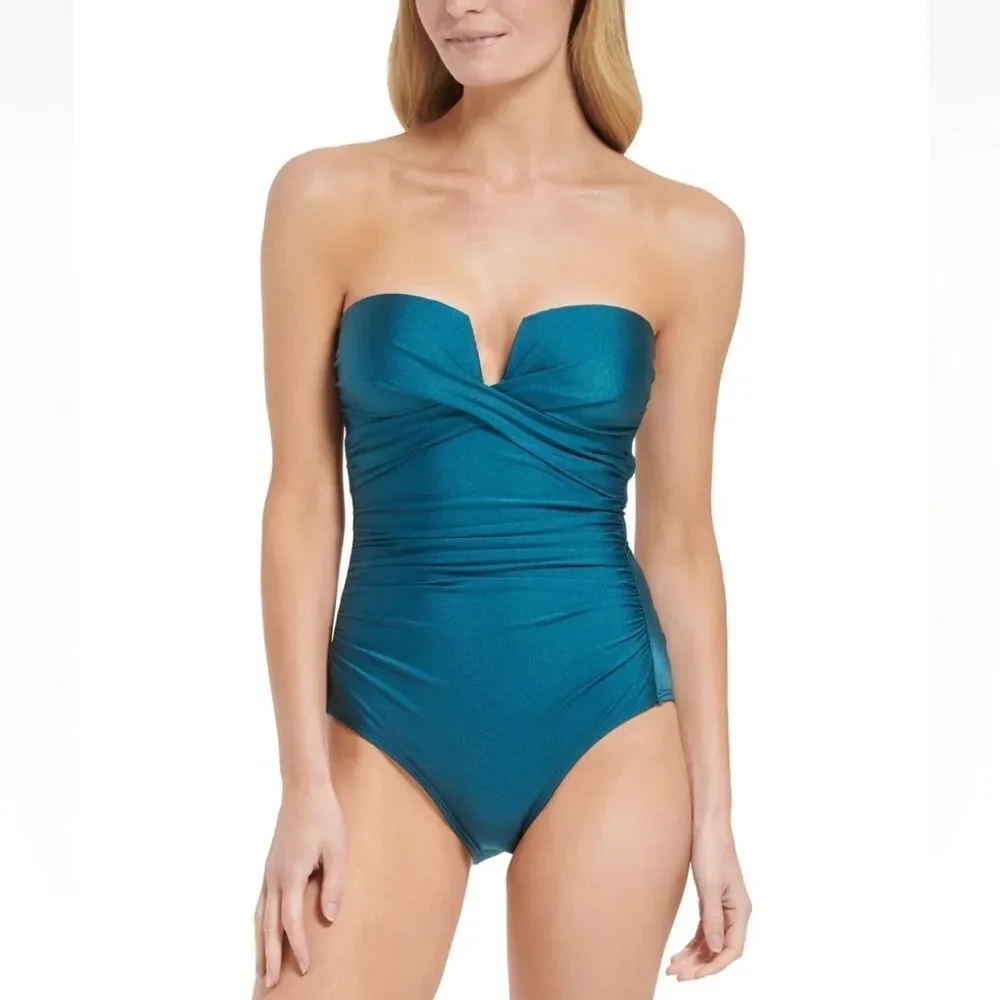 Calvin-klein Women's Green and Blue Swimsuit-one-piece